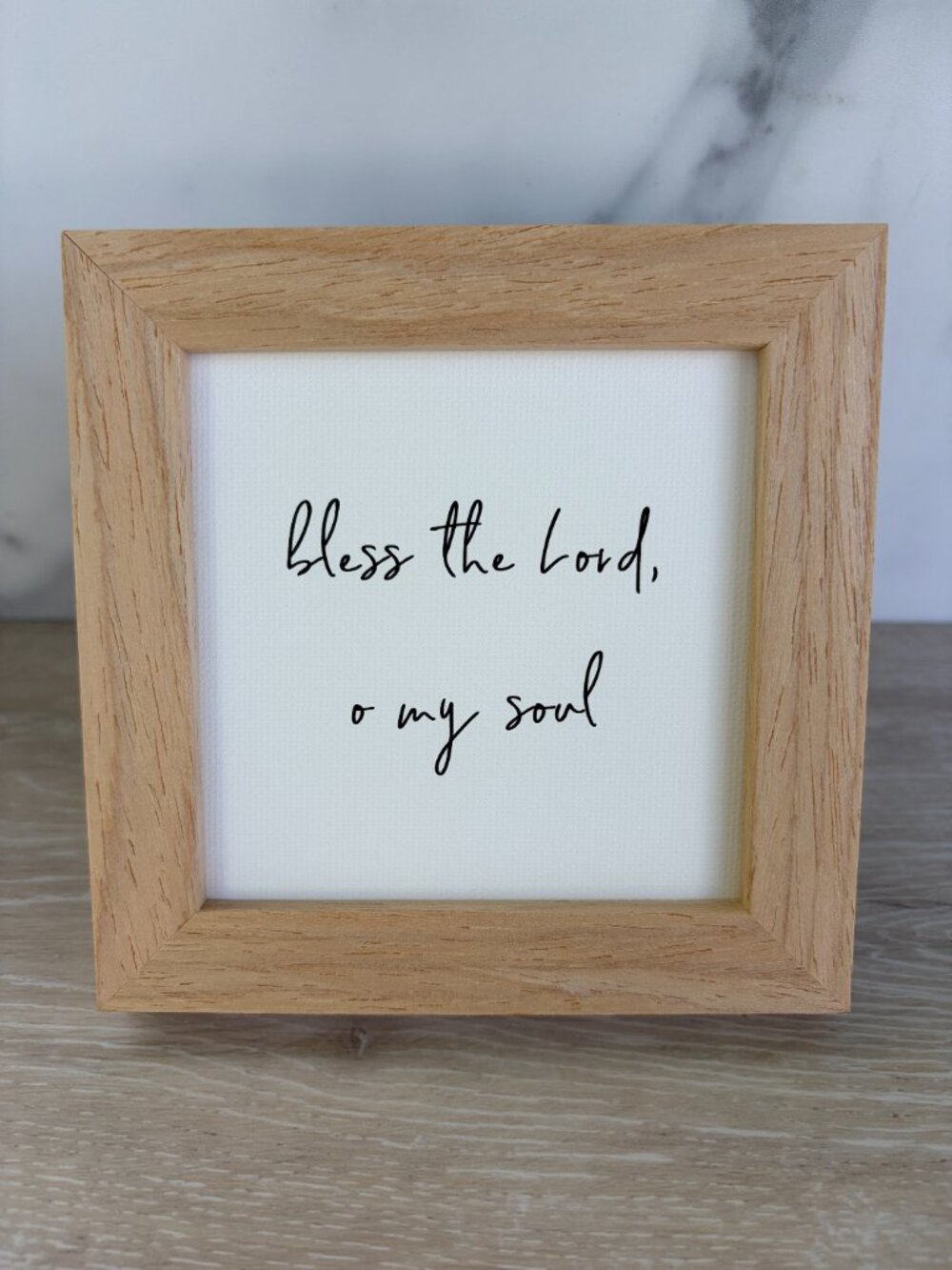Bless The Lord Framed Canvas Sign 4x4 Natural Boho Farmhouse Tiered Tray Shelf